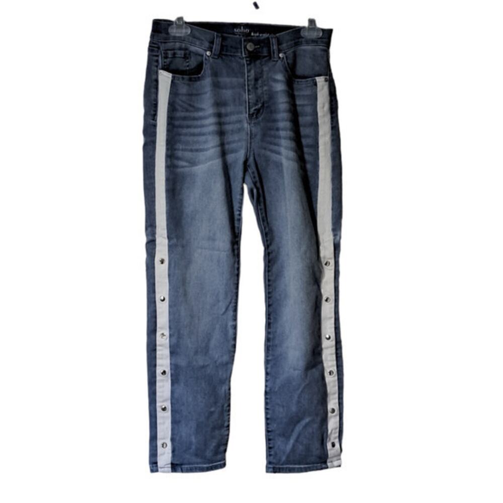 Soho New York & Company Womens High Rise Two Tone Skinny Jeans Light wash Sz 4